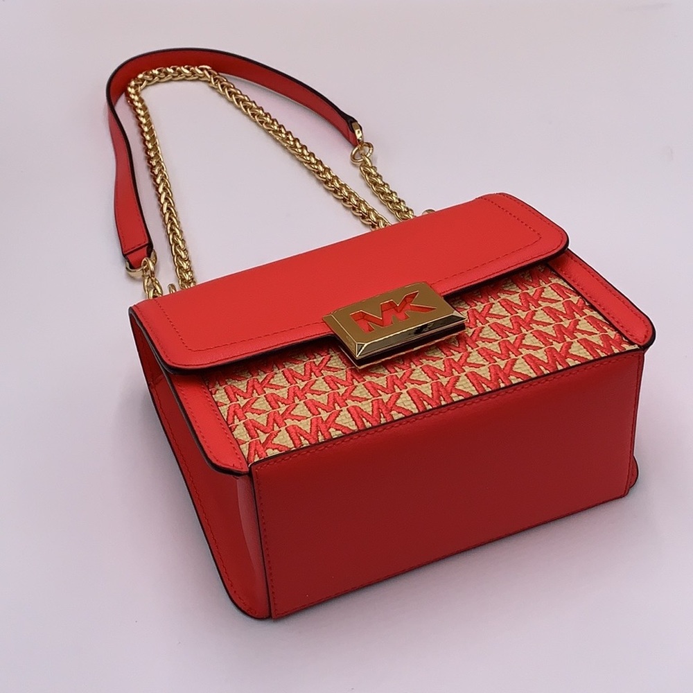 MICHAEL KORS SONIA SMALL SQUARE SHOULDER XBODY CORAL REEF COLOR - Picture 8 of 16